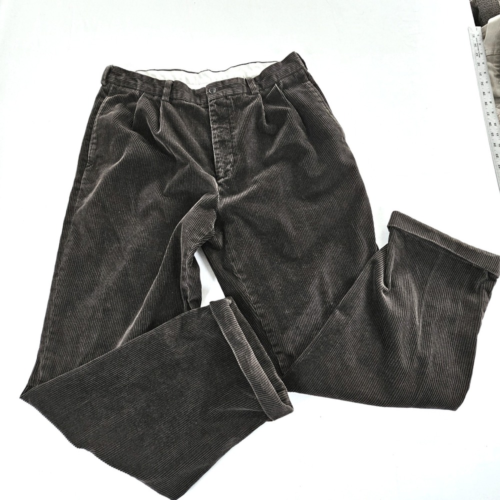 Brooks Brothers 346 Mens Brown Pleated Corduroy Pants 36x30  Woven in France